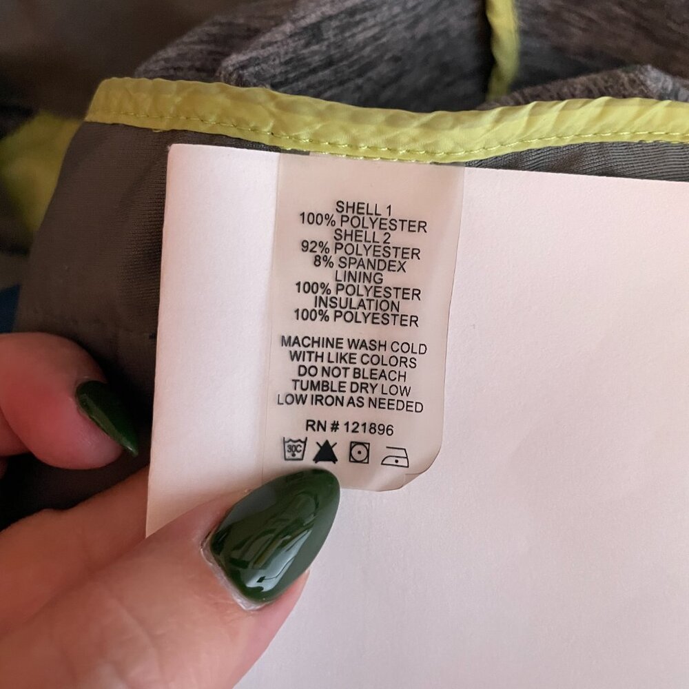 Title Nine Women S Gray Blue Willpower Running Jacket Full Zip Hooded Quilted - Picture 11 of 11